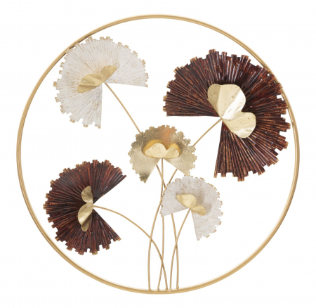 Decoratiuni metalice - Decoratiune Perete Florala Maro Auriu Fundal Alb CreativDeco - Rafinament pentru Orice Camera