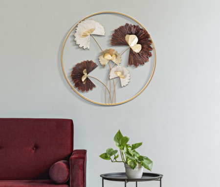 Decoratiune Perete Florala Maro Auriu Fundal Alb CreativDeco - Rafinament pentru Orice Camera [4]
