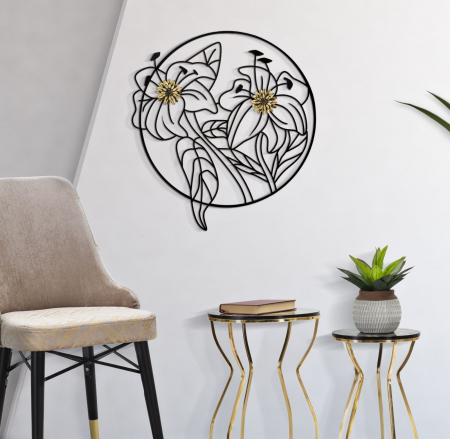 Decorațiune Metalica Circulara Flori Stilizate Auriu CreativDeco [4]