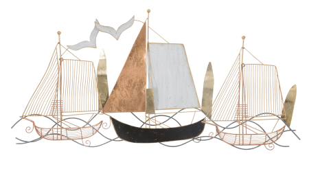 Camera copiilor - Decoratiune metalica perete Velieri, fier/multicolor