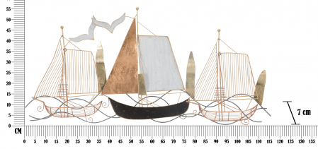 Decoratiune metalica perete Velieri, fier/multicolor [5]