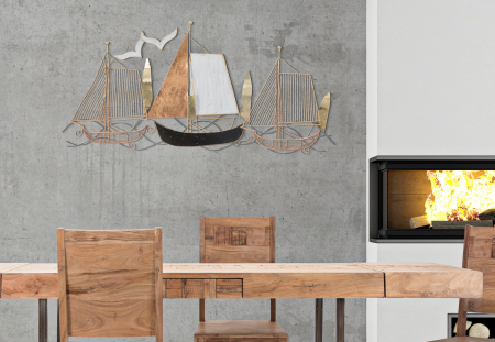 Decoratiune metalica perete Velieri, fier/multicolor [1]