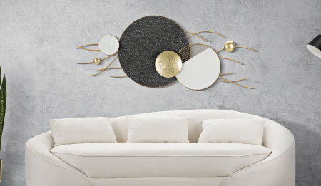 Decoratiune perete moderna Boly, fier, negru/auriu/alb [1]
