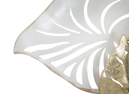 Decoratiune perete Branch Leaves, metal, auriu alb [5]