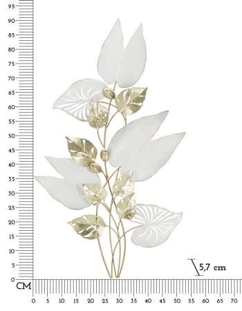 Decoratiune perete Branch Leaves, metal, auriu alb [2]