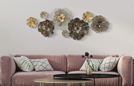 Decoratiune perete florala metal maro auriu Bungy | creativdeco.ro [1]