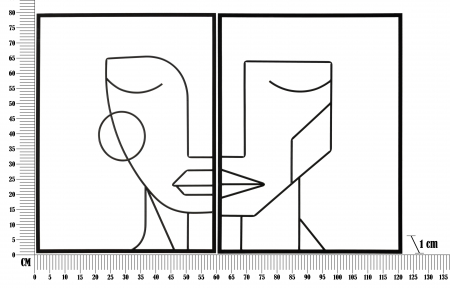 Decoratiune perete Faces, negru, set 2buc [6]