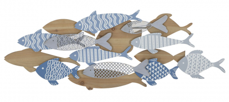 Decoratiuni perete - Decoratiune perete Fish sea, fier MDF, albastru