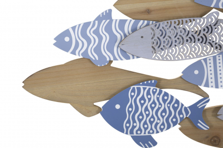 Decoratiune perete Fish sea, fier MDF, albastru [5]