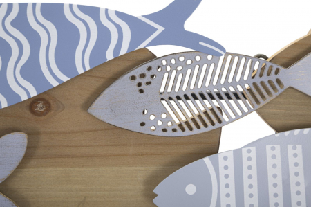 Decoratiune perete Fish sea, fier MDF, albastru [3]