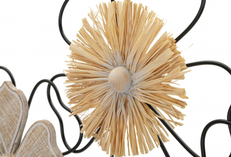 Decoratiune perete Floral, fier, MDF ratan, negru bej - creativdeco.ro [3]