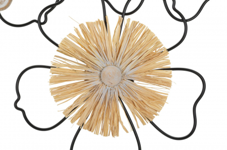 Decoratiune perete Floral, fier, MDF ratan, negru bej - creativdeco.ro [5]