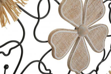 Decoratiune perete Floral, fier, MDF ratan, negru bej - creativdeco.ro [4]
