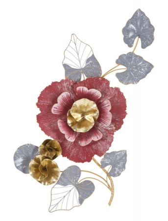 Decoratiuni perete - Decoratiune perete Flower branch, metal, rosu gri - creativdeco.ro