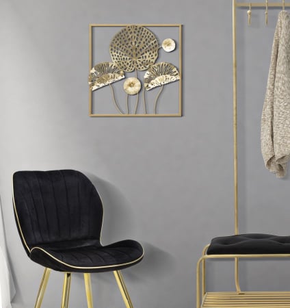 Decoratiune perete Flowers, fier auriu [1]