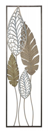 Decoratiuni metalice - Decor perete metalic frunze palmier bej-argintiu