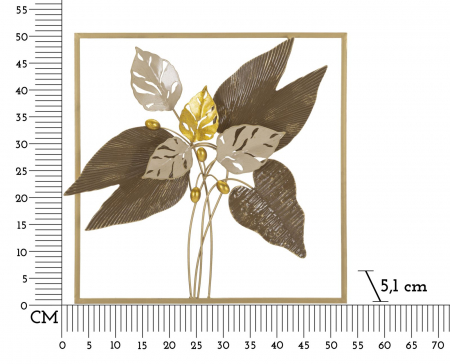 Decoratiune perete Leaves, metal, auriu maro [5]
