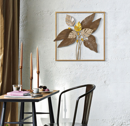 Decoratiune perete Leaves, metal, auriu maro [1]
