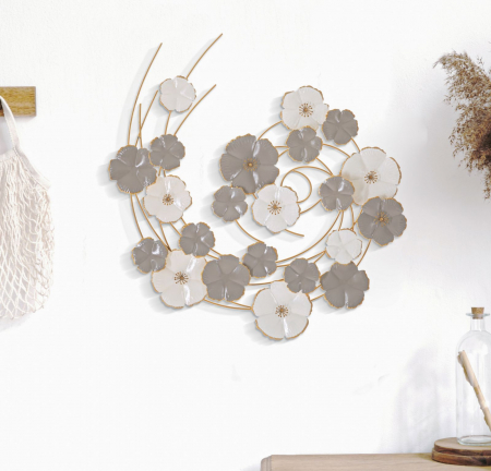 Decoratiune perete flori gri albe Lotly - creativdeco.ro [1]