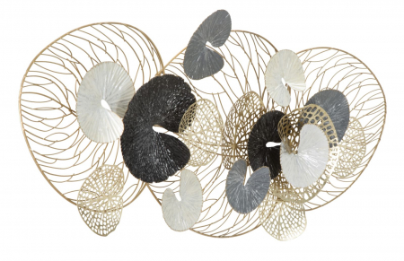 Decoratiuni metalice - Decoratiune perete aurie cu nuferi Lux | creativdeco
