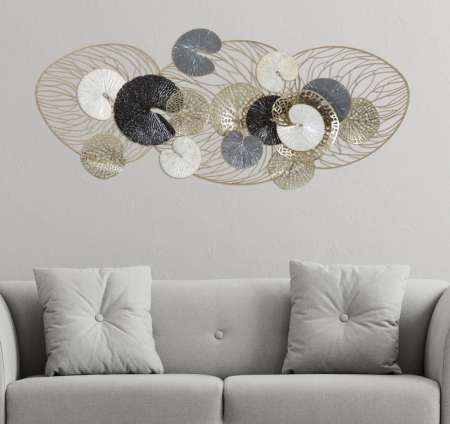 Decoratiune perete aurie cu nuferi Lux | creativdeco [1]