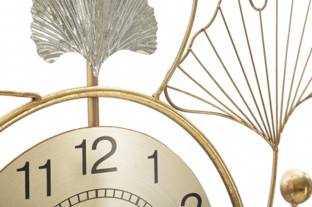 Decoratiune perete metalica alb aurie cu ceas Leavy [4]