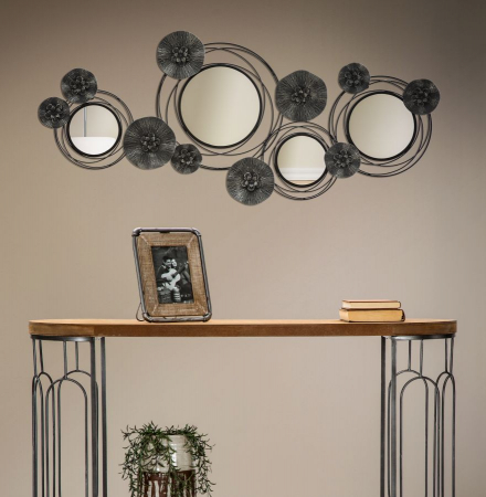 Decoratiune perete oglinzi Floris, metal negru [6]