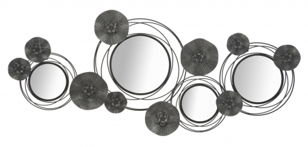 Decoratiuni metalice - Decoratiune perete oglinzi Floris, metal negru