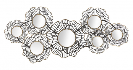 Decoratiuni metalice - Decoratiune perete Osaka, fier/oglinda, negru/auriu