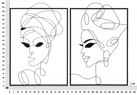 Decoratiune perete Tribal Woman, negru, set 2buc [6]