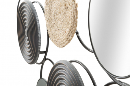 Decoratiune perete Triby, fier oglinzi, negru/natural [3]