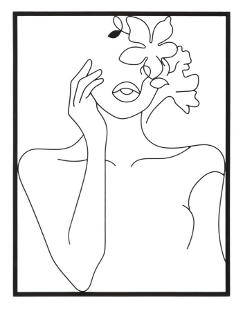 Decoratiune perete Woman with flowers, metal negru - creativdeco.ro [0]