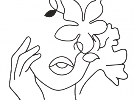 Decoratiune perete Woman with flowers, metal negru - creativdeco.ro [4]