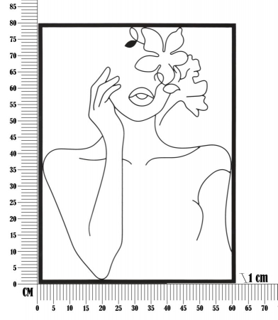 Decoratiune perete Woman with flowers, metal negru - creativdeco.ro [5]