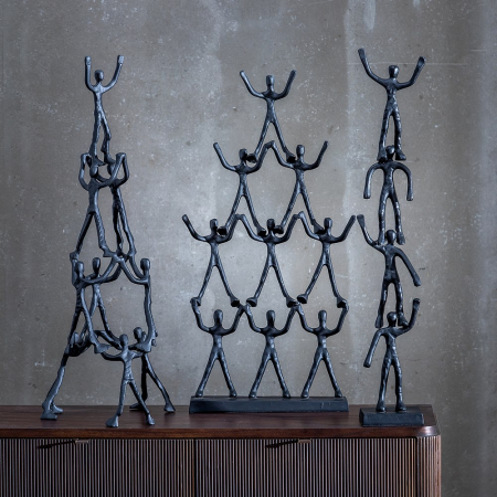 Decorațiune Piramidă Umană Aluminiu Negru CreativDeco - Accent Artistic Spațiu de Lucru [1]