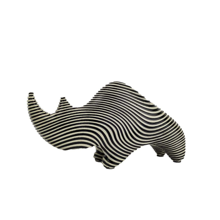 Statuete si Sculpturi - Decorațiune rinocer alb și negru din polirășină cu dungi ondulate 24 x 7 x 13 cm