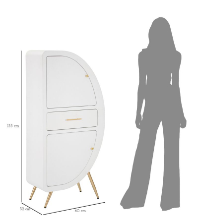 Dulap alb Venus cu 2 usi, aspect semicerc si detalii aurii. Dulapuri Glamour cu spatiu compartimentat. Piese statement de la CreativDeco. [9]