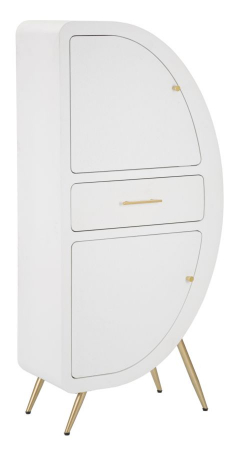 Comode si Bufete - Dulap alb Venus cu 2 usi, aspect semicerc si detalii aurii. Dulapuri Glamour cu spatiu compartimentat. Piese statement de la CreativDeco.