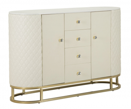 Comode si Bufete - Dulap crem cu piele, stil comoda | Mobilier versatil | CreativDeco