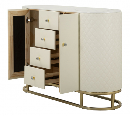 Dulap crem cu piele, stil comoda | Mobilier versatil | CreativDeco [3]