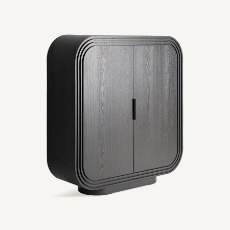 Comode si Bufete - Dulap din stejar masiv negru cu forme rotunjite art deco