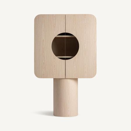 Comode si Bufete - Dulap din stejar masiv si sticla cu deschidere circulara art deco