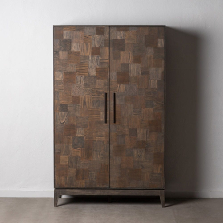 Sifoniere si Dulapuri - Dulap din lemn Mindi maro cu fronturi patchwork