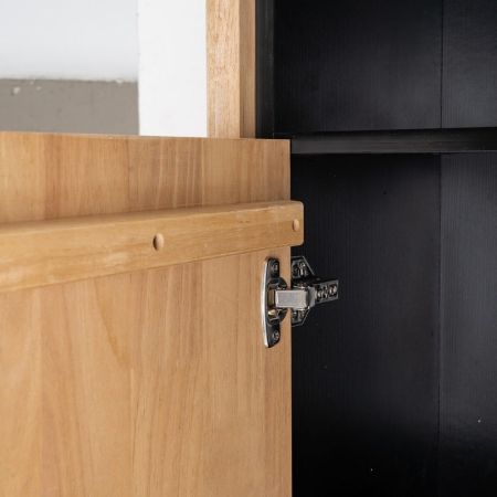 Dulap din lemn natur cu accente negre și picioare metalice 89.5 x 40 x 204 cm – imagine principală [4]