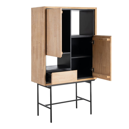 Dulap din lemn natur cu picioare metalice negre 84.5 x 40 x 153 cm – imagine principală [2]