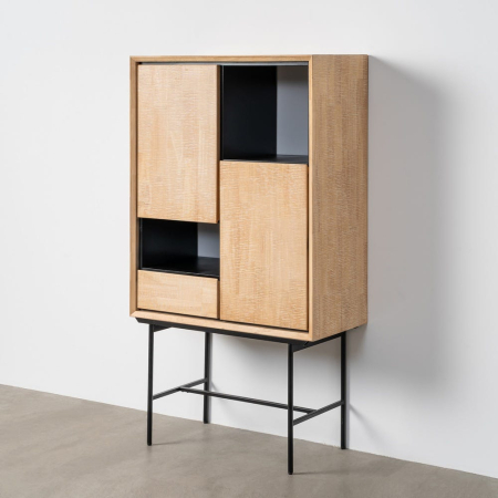 Dulap din lemn natur cu picioare metalice negre 84.5 x 40 x 153 cm – imagine principală Colectia noua - Dulap din lemn natur cu picioare metalice negre 84.5 x 40 x 153 cm – imagine principală