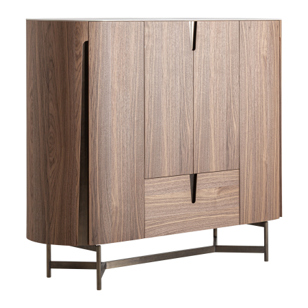 Mobilier - Dulap înalt din lemn de nuc cu blat din ceramică și detalii cupru Belfais