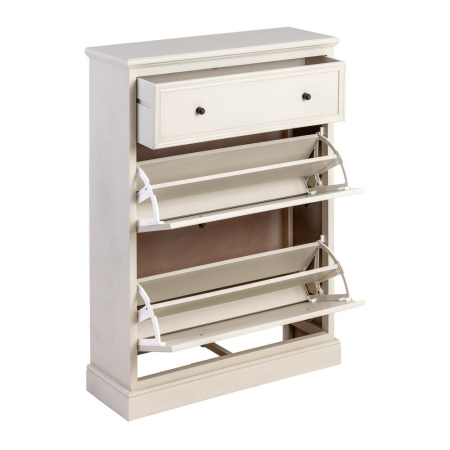 Dulap pantofi gri deschis din MDF și lemn de pin cu 3 compartimente 80 x 28 x 108 cm [2]