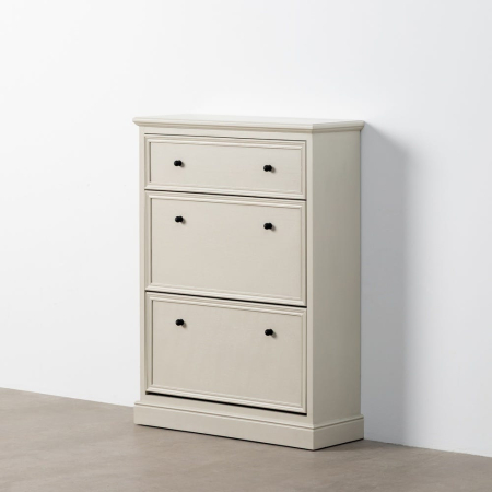 Dulap pantofi gri deschis din MDF și lemn de pin cu 3 compartimente 80 x 28 x 108 cm [6]