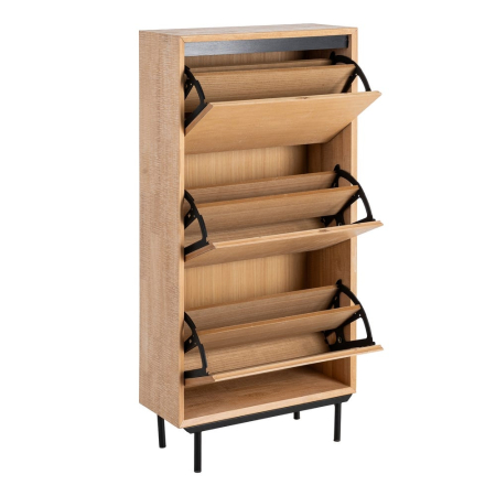Dulap pentru pantofi din lemn natur cu picioare metalice negre – imagine principală [2]